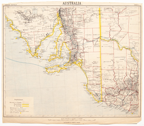antique map of australia 1884-1887